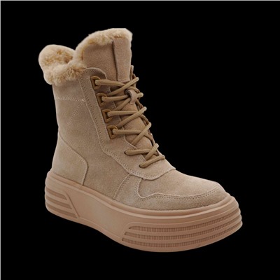 Ботинки на меху ZD24 бежевые