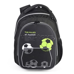 Рюкзак облегченный "Футбол" с анатомической спинкой, 2 отделения на молнии, на каждой молнии 2 бегунка, размер 40х32х16см, эргономичная анатомическая спинка, мягкие широкие регулируемые лямки, застежка спереди, внутри дополнительные отделения, органайзер