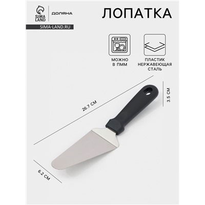 Лопатка для пиццы Доляна, 26.7×6.2 см, нержавеющая сталь, чёрная