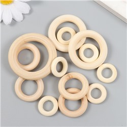 Набор деревянных неокрашенных колец МИКС-12 (кольца 20.30.40.50 мм) 13 шт.