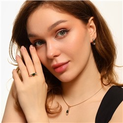 Комплект ювелирной бижутерии коллекция "Дубай"  серьги, кулон и кольцо 17 р, покрытие позолота, вставка: фианиты, цвет: зеленый и прозрачный, арт.213.519-17