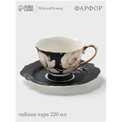 Чайная пара WY Pink O'hara, фарфор, 220 мл, чёрная