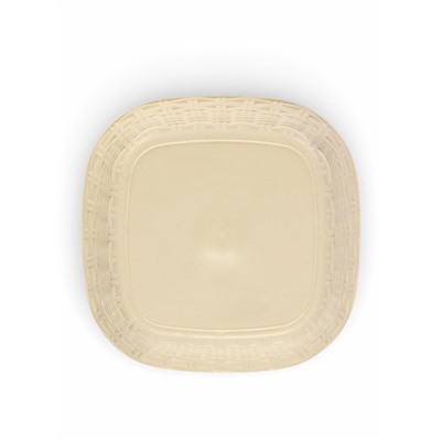 Кашпо для цветов «Ротанг», 3.4 л, 20.9×20.9×15 см, пластиковое, с поддоном, бежевое