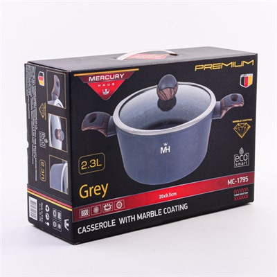 1795-1 Кастрюля с антипригарным покрытием "MercuryHaus" Grey 2,3 л (х4)