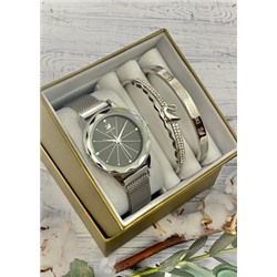 Подарочный набор для женщин часы, 2 браслета + коробка #22853273
