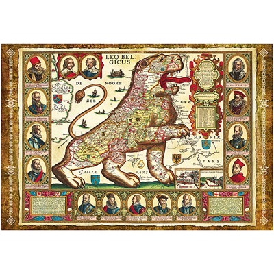 Пазлы 1500 Карта "Лев бельгийский"