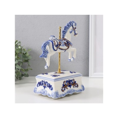 Сувенир музыкальный механический «Фигурка. Карусельная лошадка», керамика, 9.8×13×21.5 см