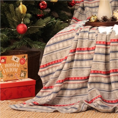 Плед новогодний Экономь и Я «Новогодний узор» 150×130 см, пл.160 г/м², 100% п/э