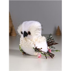 Фигурка «Белый совёнок с бусинками», 13×7×9 см