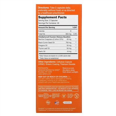 Zahler, CandAid, Supports Intestinal Health & Yeast Balance, 60 Timed Release Capsules