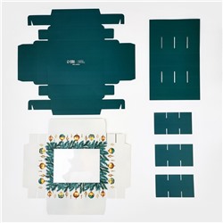 Коробка складная под 12 конфет новогодняя «Ёлочные игрушки», 14×18×3.5 см