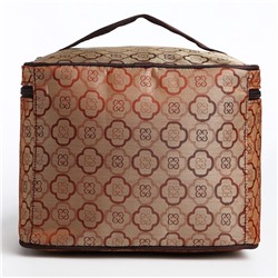 Косметичка на молнии, с зеркалом, с карманом, бежевая