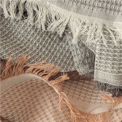 Плед с бахромой «Этель» Waffle, 130×180 см, серый