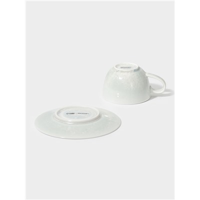 Чайная пара Magistro Willow, 2 предмета: блюдце 15.5×2.1 см, чашка 220 мл, фарфор, голубая