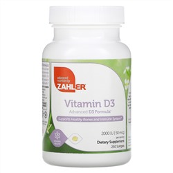 Zahler, Vitamin D3, Advanced D3 Formula, 50 mcg (2,000 IU), 250 Softgels