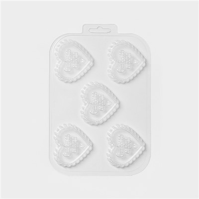 Форма для шоколада и конфет «Сердечный порыв», 5 ячеек (6×6.8×0.7 см), 21×14×1 см, пластик, прозрачная