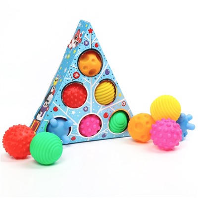 Тактильные мячики с пищалкой «Голубая ёлочка», 6 шт., Крошка Я