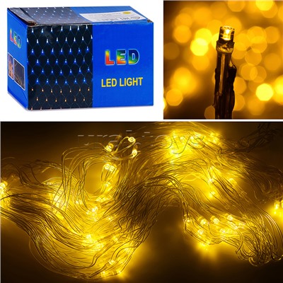 Электрогирлянда Сетка 1,5*1,5 м, 120 ламп, теплый