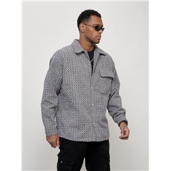 Ветровка рубашка мужская букле серого цвета 58375Sr