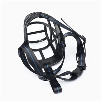 Намордник для собак №5, ДН 12 см, ОМ 35 см, с трехсторонним ремешком, каучук, чёрный