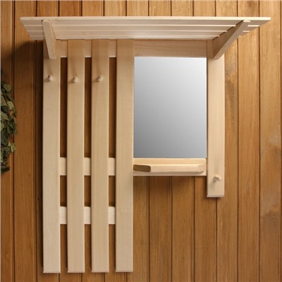 УЦЕНКА Полка вешалка с зеркалом, большая, 3 крючка