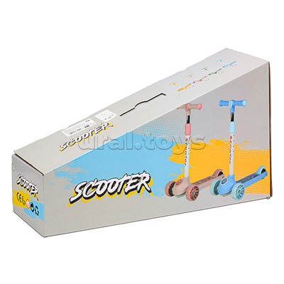 Самокат 3-х. кол., колеса световые PU, зеленый, в коробке