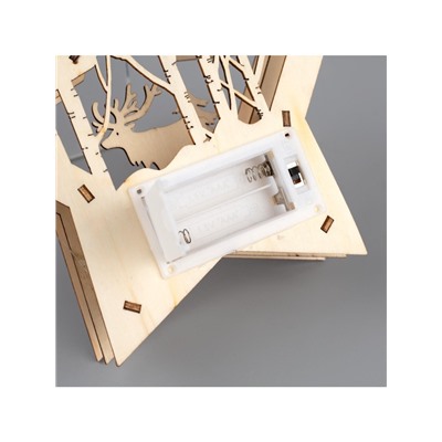 Светодиодная фигура «Звезда с оленем в лесу» 18×18×5 см, дерево, батарейки АААх2 (не в комплекте), свечение тёплое белое