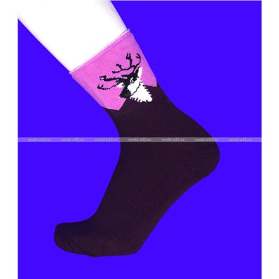 МИНИBS термоноски женские внутри махра Олени со слабой резинкой арт. 1680