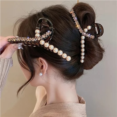 Краб для волос петелька со Стразами и Бусинами, 13 см.