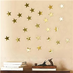 Зеркало настенное «Звезды», на клеевой основе, акриловое, 50 шт. 5×5 см, цвет золотой