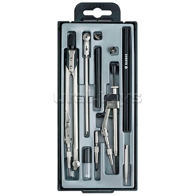 Готовальня 10 предметов, циркуль 125мм, пластиковый футляр