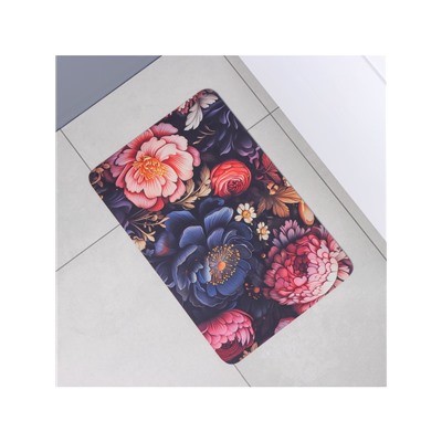Коврик для дома Доляна Black Flowers, влаговпитывающий, 40×60 см