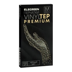 Перчатки одноразовые VINYLTEP, чёрные, размер M, 100 шт.