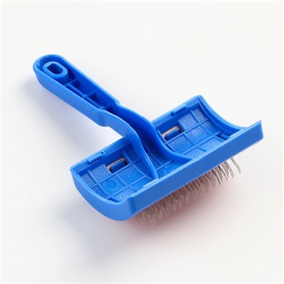 Пуходерка без капель полукруглая, 8.5×13 см, синяя