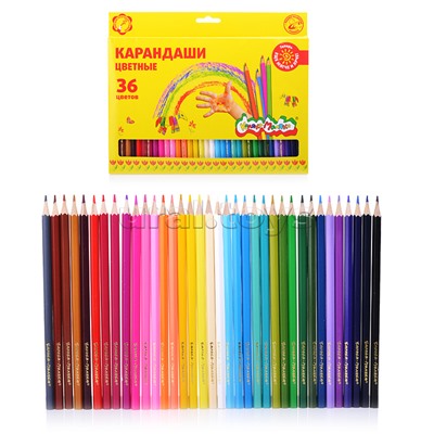 Карандаши цветные 36 цв. шестигранные дерев. 3+