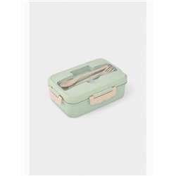 Ланч бокс в школу TAKE IT EASY, с приборами, пшеничная солома, 1.1 л, 21.5×15×7.6 см, зелёный