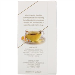 Twinings, Успокаивающий травяной чай, страстоцвет и ромашка, пряное яблоко и ваниль, без кофеина, 18 пакетиков по 0,95 унц. (27 г)