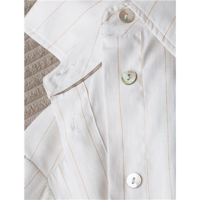 Блузка свободного силуэта в тонкую полоску из хлопка с добавлением льна