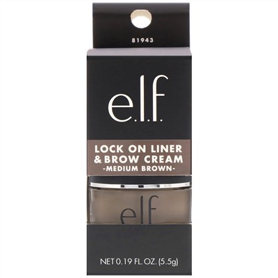 E.L.F., Lock On, крем для бровей и подводка, средний-коричневый, 0,19 унц. (5,5 г)
