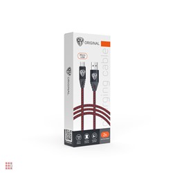 Кабель для зарядки Премиум Micro USB, 1м, 2А, кожаная оплётка, черный
