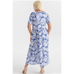 Платье штапель  5915/99/Белый, васильковый