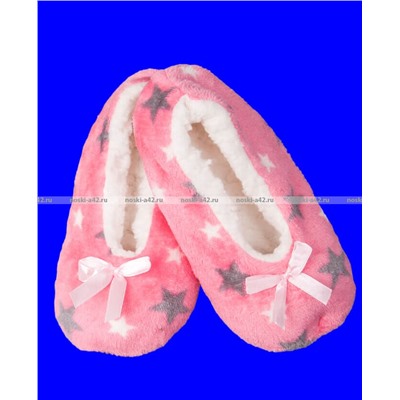 6 ПАР - Носки-тапочки внутри с мехом "Звездочки" женские