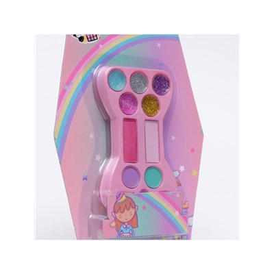 Подарочный набор косметики для девочек: тени для век, блеск для губ, румяна, МИКС