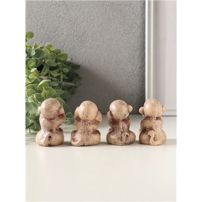 Набор фигурок «Обезьянки», 4 шт., 6 см, слоновая кость