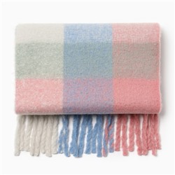 Шарф зимний объемный с кистями MINAKU, принт клетка, размер 210×38+18 см