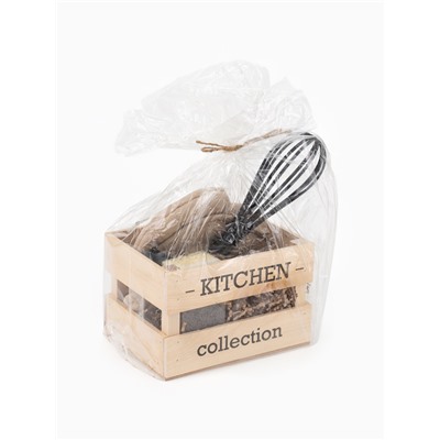 Набор подарочный Kitchen: варежка-прихватка, прихватка, кухонная лопатка, венчик, губка