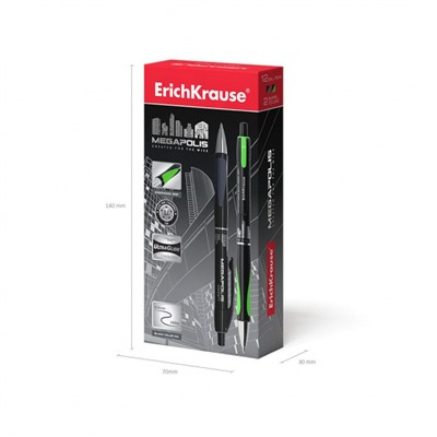 Ручка автоматическая шариковая MEGAPOLIS CONCEPT 0.7мм черная ЕК32 ErichKrause