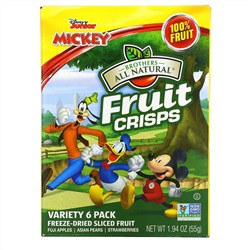 Brothers-All-Natural, Disney, Fruit-Crisps Variety Pack, Fuji Apple, Apple Cinnamon, Strawberry and Banana,  6 Single Serve Bags, 0.35 oz (10 g) Each