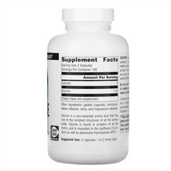 Source Naturals, глицин, 500 мг, 200 капсул