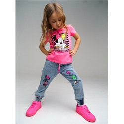 Брюки текстильные джинсовые для девочек